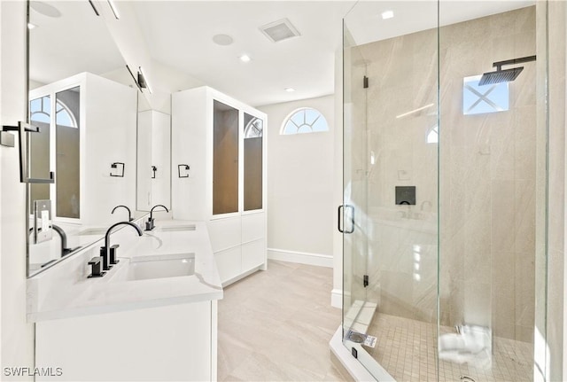 4831 Conover Ct, Fort Myers, FL 33908 - full bath featuring double vanity, a sink, and a shower stall