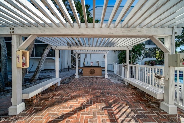 view of patio / terrace featuring a pergola