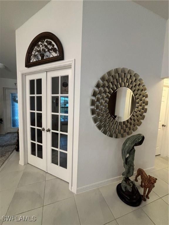 details with french doors and baseboards