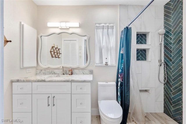 17450 Taylor Rd, Alva, FL 33920 - bathroom with vanity, a shower stall, and toilet