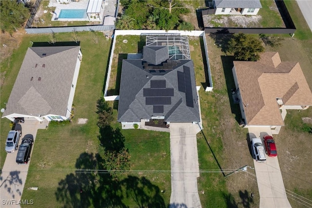 bird's eye view with a residential view