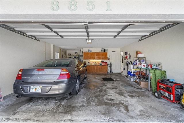 garage with a garage door opener