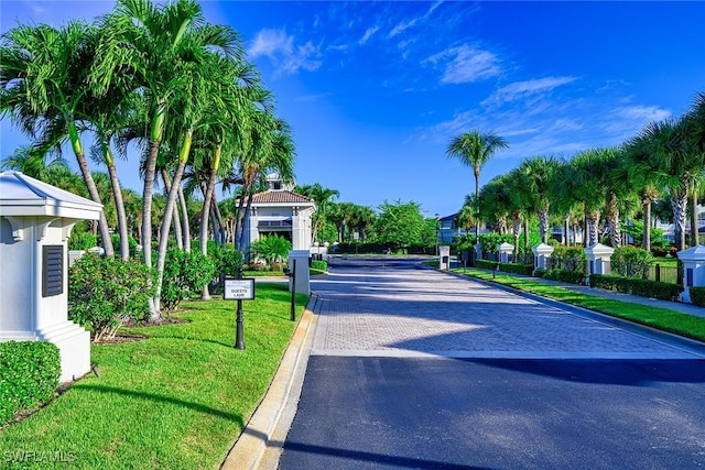 view of road featuring curbs