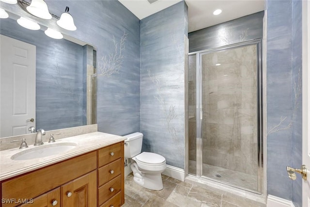 9293 Menaggio Ct Unit 102, Naples, FL 34114 - bathroom with a shower stall, vanity, and toilet