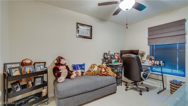 office space with ceiling fan