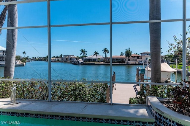 property view of water with a boat dock