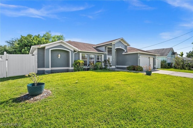 2218 NE 5th Ter, Cape Coral, FL 33909 - single story home featuring an attached garage, driveway, stucco siding, and a front yard