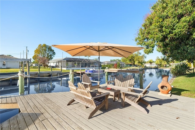 view of dock featuring a water view