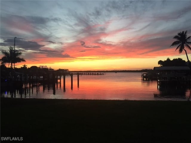 property view of water with a boat dock