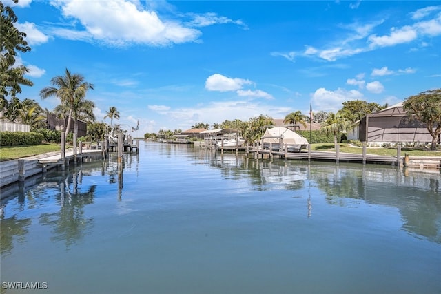 water view with a boat dock