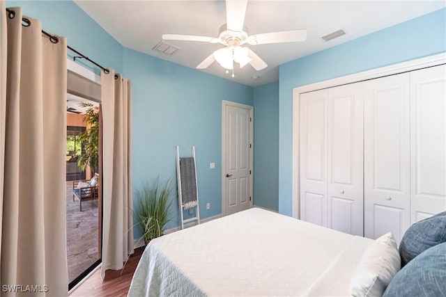 8295 Provencia Ct, Fort Myers, FL 33912 - bedroom with wood finished floors, a closet, and ceiling fan
