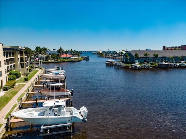 4703 SE 17th Pl Unit 105, Cape Coral, FL 33904 - water view with boat lift and a dock