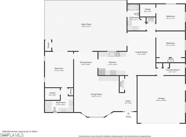5208 SW 3rd Ave, Cape Coral, FL 33914 - room layout