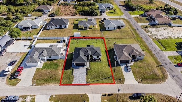 bird's eye view with a residential view