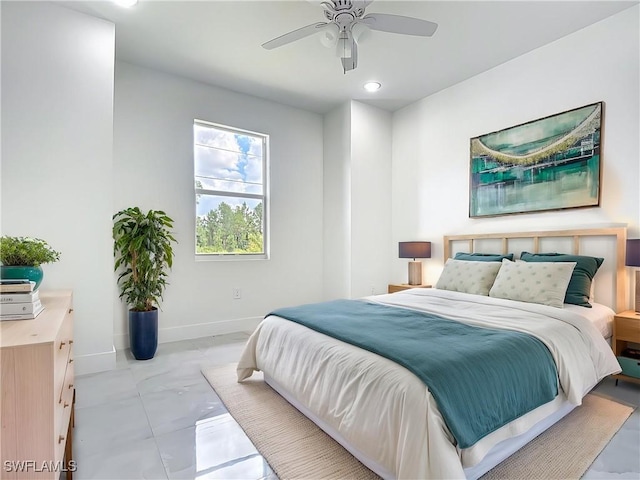 650 Kraft St, Lehigh Acres, FL 33974 - bedroom featuring baseboards, recessed lighting, and a ceiling fan