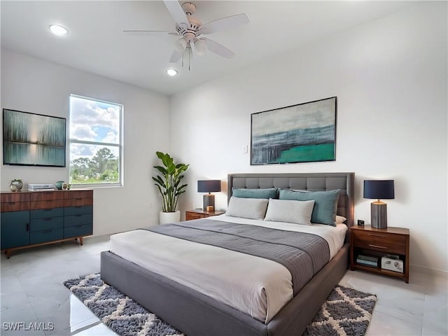 650 Kraft St, Lehigh Acres, FL 33974 - bedroom featuring a ceiling fan and recessed lighting