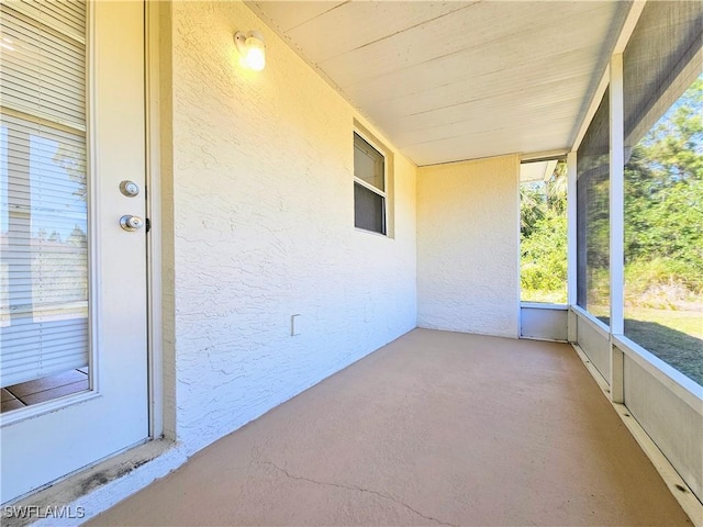 view of unfurnished sunroom