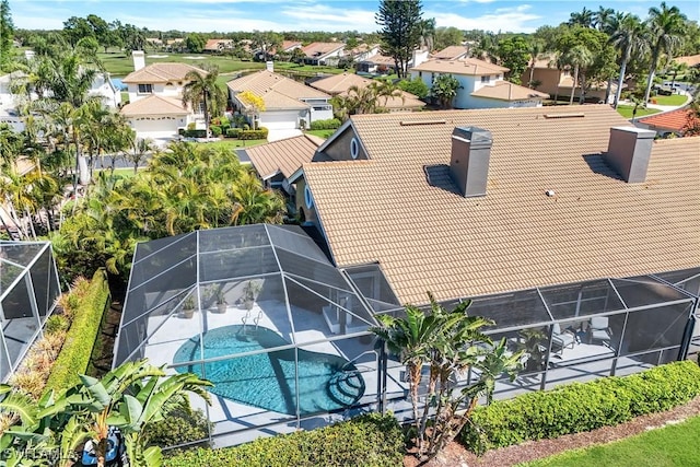 aerial view featuring a residential view