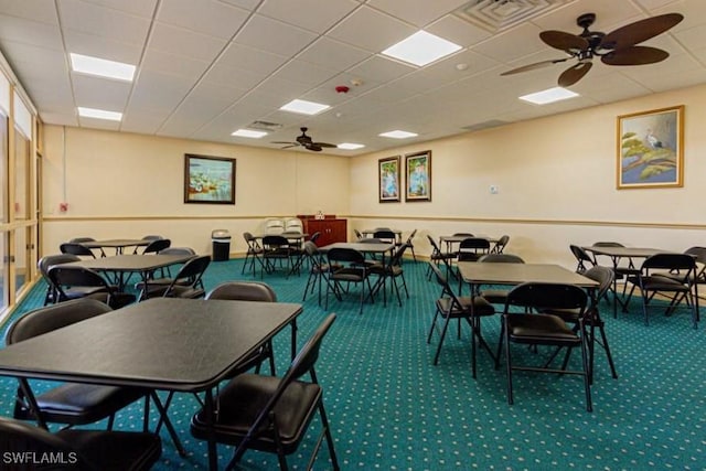 6102 Augusta Dr Unit 209, Fort Myers, FL 33907 - dining space with a ceiling fan, visible vents, and carpet floors