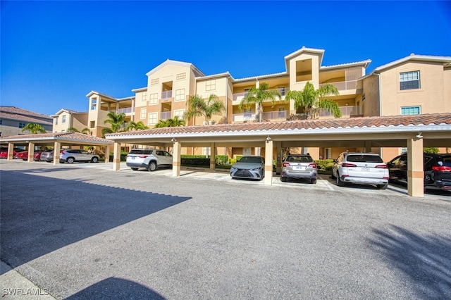 view of covered parking lot