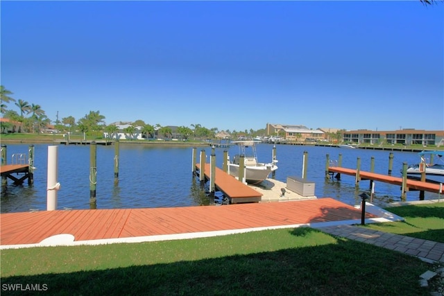 view of dock featuring a water view and boat lift