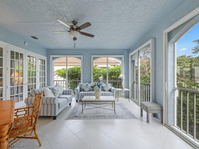 265 Colonade Cir, Naples, FL 34103 - sunroom with visible vents and a ceiling fan