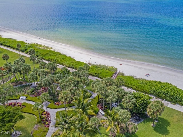 265 Colonade Cir, Naples, FL 34103 - drone / aerial view featuring a water view and a beach view