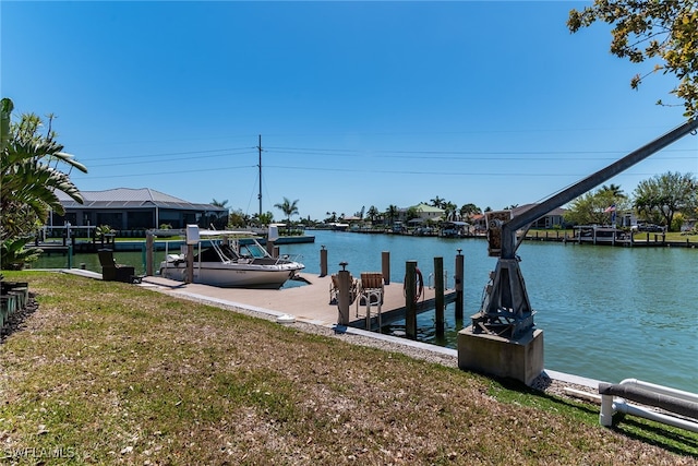 dock area featuring a water view