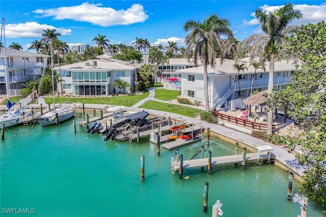 view of dock featuring a water view