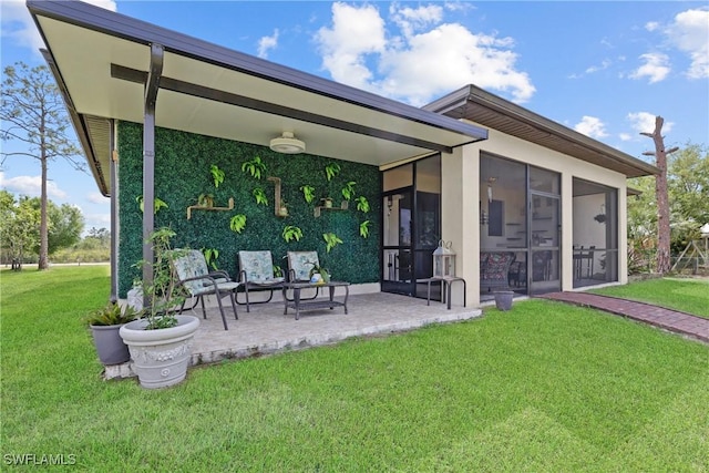 exterior space featuring a sunroom