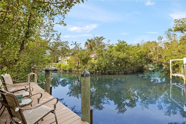 view of dock featuring a water view