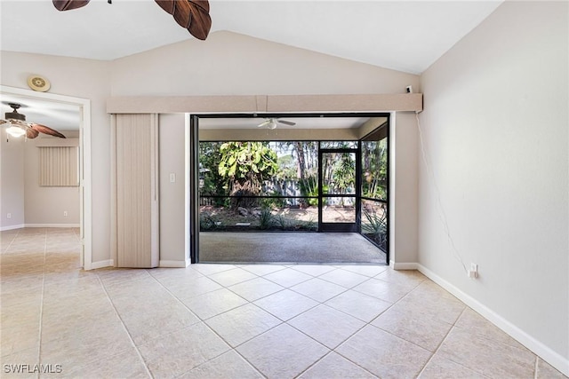 26955 Croise Dr, Bonita Springs, FL 34135 - unfurnished room featuring tile patterned floors, ceiling fan, and lofted ceiling