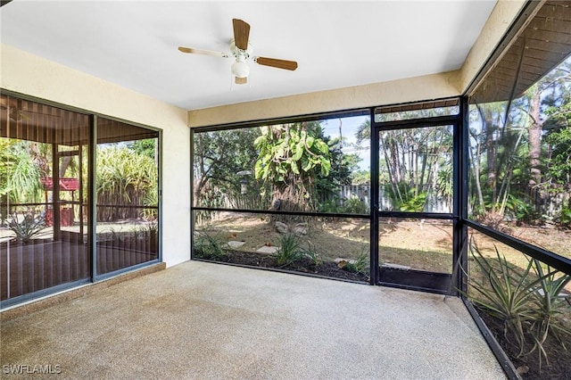 26955 Croise Dr, Bonita Springs, FL 34135 - unfurnished sunroom featuring ceiling fan