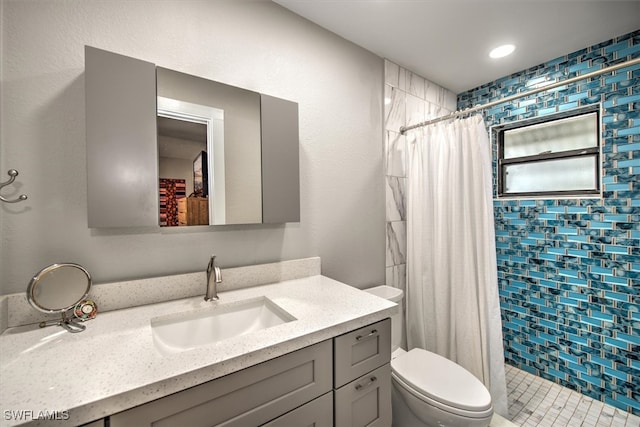 2215 Club House Rd, North Fort Myers, FL 33917 - bathroom with vanity, toilet, and a stall shower