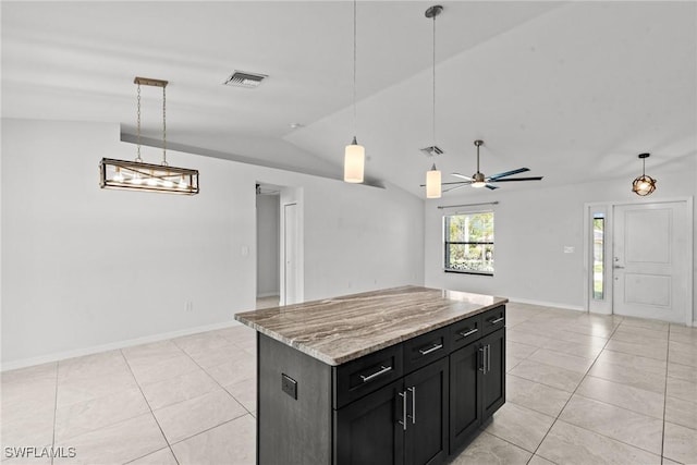 3734 SE 3rd Pl, Cape Coral, FL 33904 - kitchen featuring visible vents, light tile patterned flooring, and dark cabinets