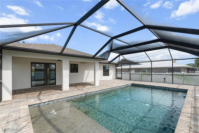 3734 SE 3rd Pl, Cape Coral, FL 33904 - pool with a patio area, glass enclosure, and ceiling fan
