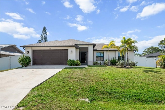 3734 SE 3rd Pl, Cape Coral, FL 33904 - view of front of property with an attached garage, driveway, stucco siding, and a front yard