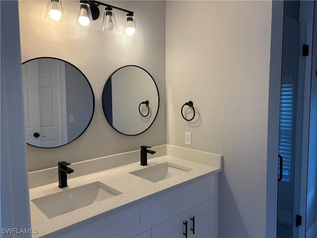 4430 18th Ave NE, Naples, FL 34120 - bathroom featuring a sink, a shower stall, and double vanity