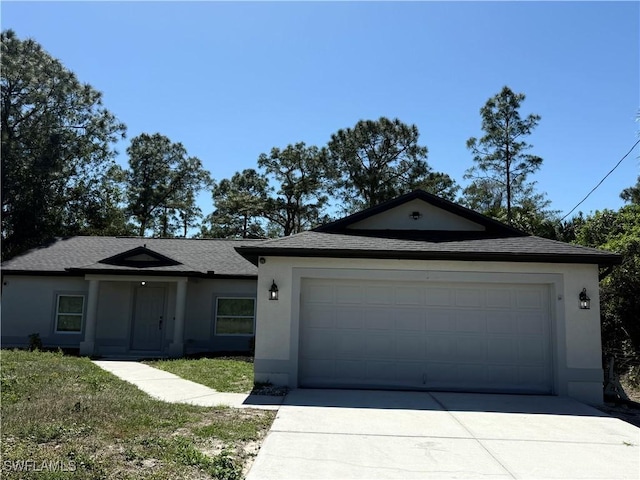 4430 18th Ave NE, Naples, FL 34120 - single story home with roof with shingles, an attached garage, driveway, and stucco siding