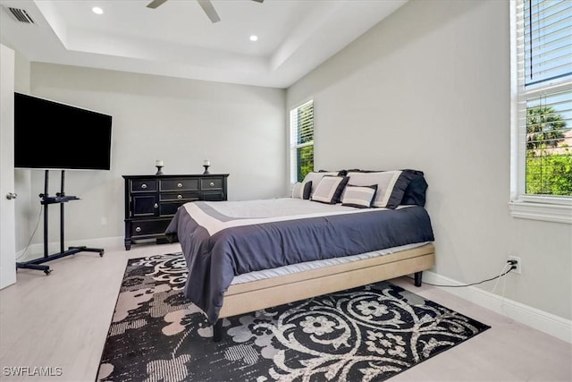 2312 4th Ave SE, Naples, FL 34117 - bedroom with a raised ceiling, baseboards, visible vents, and recessed lighting