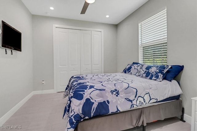 2312 4th Ave SE, Naples, FL 34117 - bedroom with a closet, baseboards, a ceiling fan, and recessed lighting