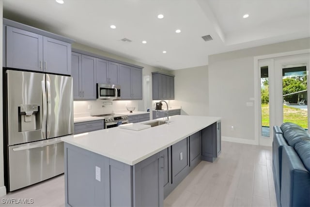 2312 4th Ave SE, Naples, FL 34117 - kitchen featuring gray cabinets, appliances with stainless steel finishes, a sink, and visible vents