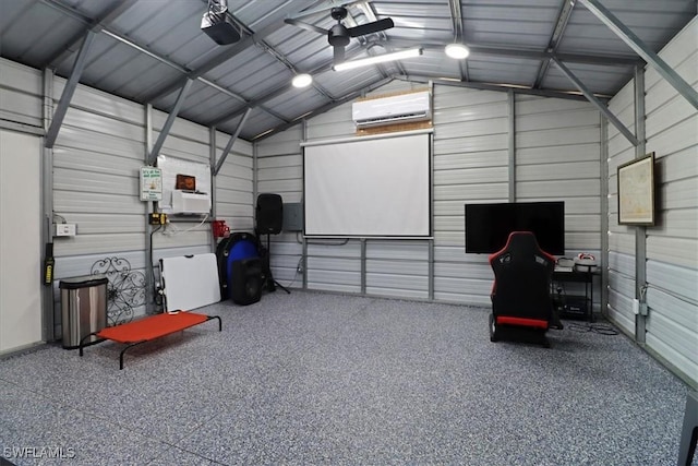 2312 4th Ave SE, Naples, FL 34117 - garage featuring a garage door opener, a wall mounted air conditioner, and metal wall