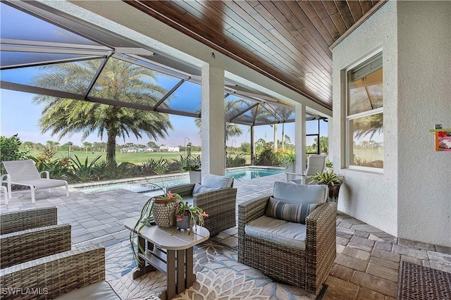 sunroom / solarium with visible vents and an outdoor living space