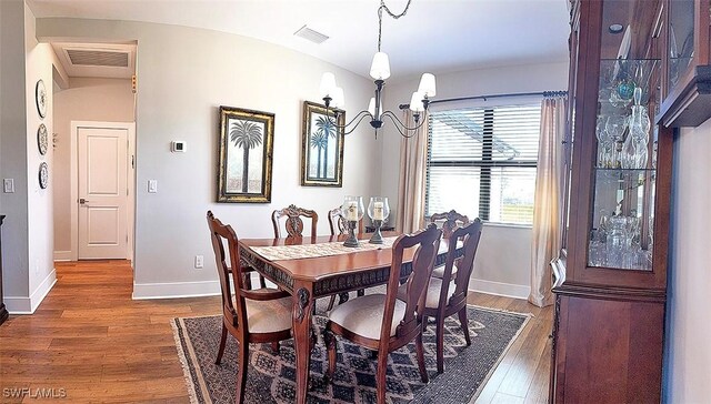 411 SW 19th Ter, Cape Coral, FL 33991 - dining space featuring hardwood / wood-style floors, baseboards, and visible vents