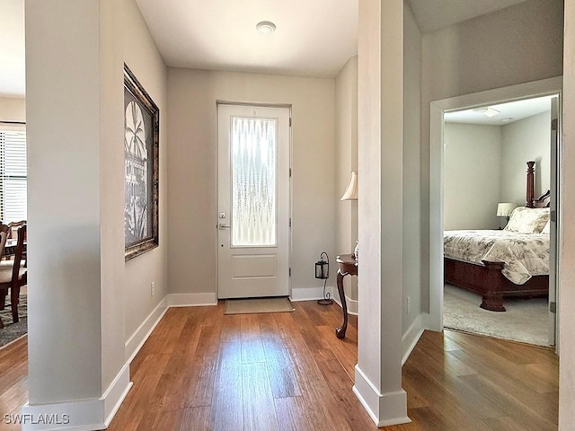 411 SW 19th Ter, Cape Coral, FL 33991 - foyer with wood finished floors, baseboards, and a healthy amount of sunlight