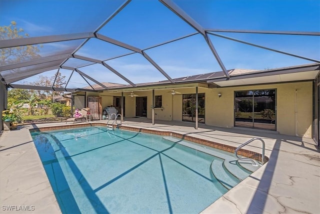 2220 SE 2nd Ter, Cape Coral, FL 33990 - swimming pool featuring ceiling fan, a patio area, and a lanai