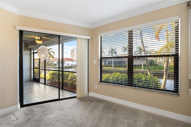 912 SW 48th Ter Unit 108, Cape Coral, FL 33914 - unfurnished room featuring carpet floors, ornamental molding, healthy amount of natural light, and baseboards