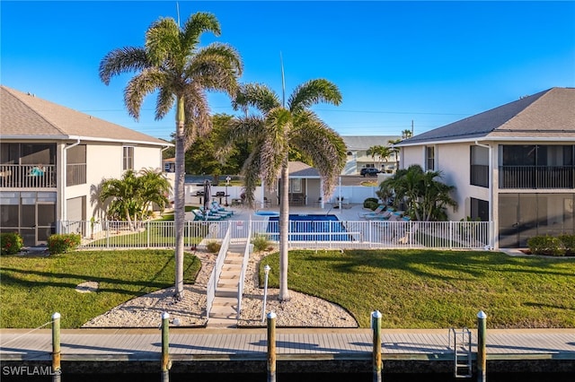 912 SW 48th Ter Unit 108, Cape Coral, FL 33914 - view of community with a dock, a patio area, and a pool