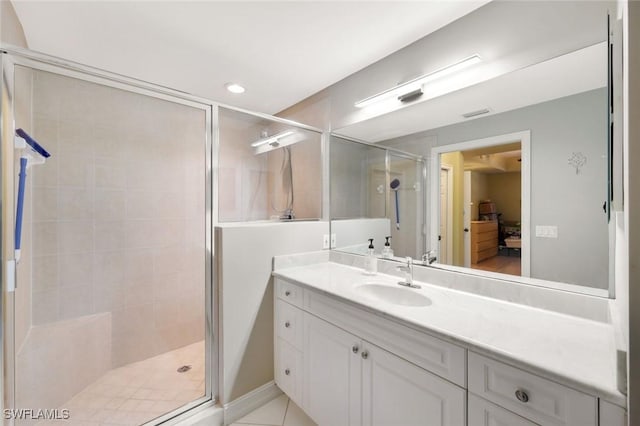 10530 Amiata Way Unit 105, Fort Myers, FL 33913 - full bathroom featuring a shower stall, recessed lighting, and vanity